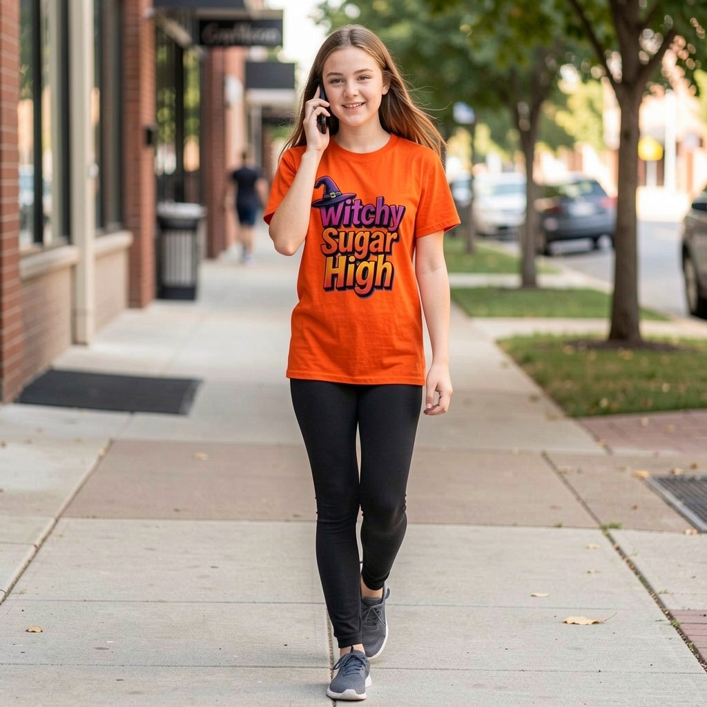 halloween tee t-shirt witch orange